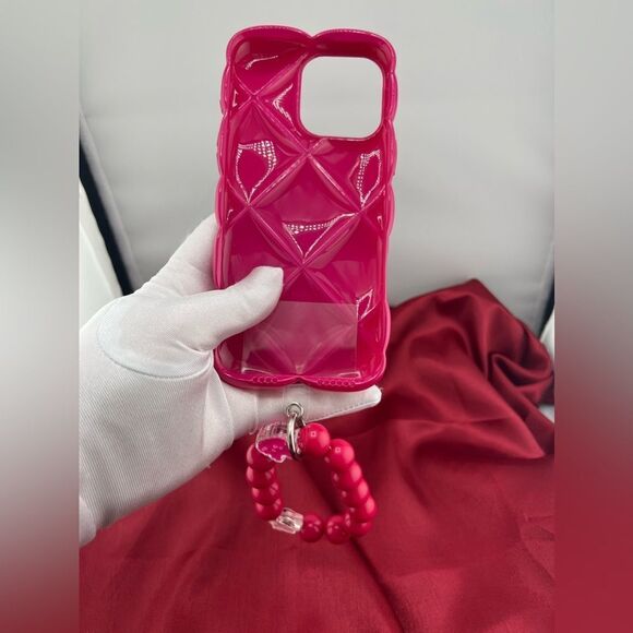 Pink Quilted IPhone 16 Pro Max Case with Beaded Strap - Picture 8 of 8